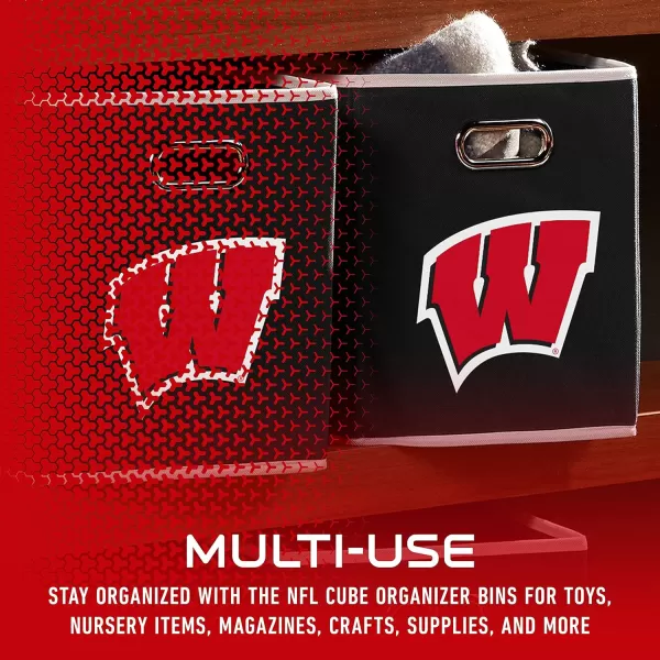 Franklin Sports NCAA College Team Fabric Storage Cubes Made to Fit Storage Bin Organizers 11x105x105Wisconsin Badgers