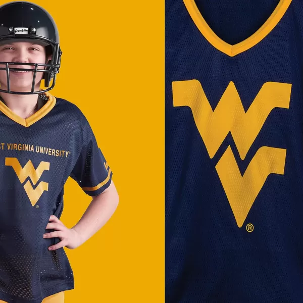 Franklin Sports NCAA Kids Football Helmet  Jersey Sets  College Uniform  Helmet Sets for Boys ampamp GirlsToy Kids Costume SetWest Virginia Mountaineers