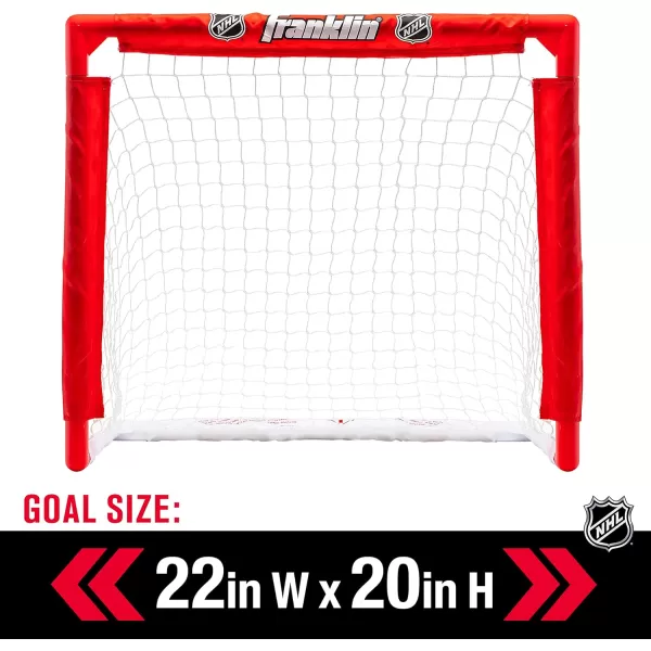 Franklin Sports NHL Kids Mini Hockey Set  Includes 1 Knee Hockey Goal  2 Mini Hockey Sticks  2 Foam Balls  Indoor Toy Mini Hockey Goal  Sticks SetRed