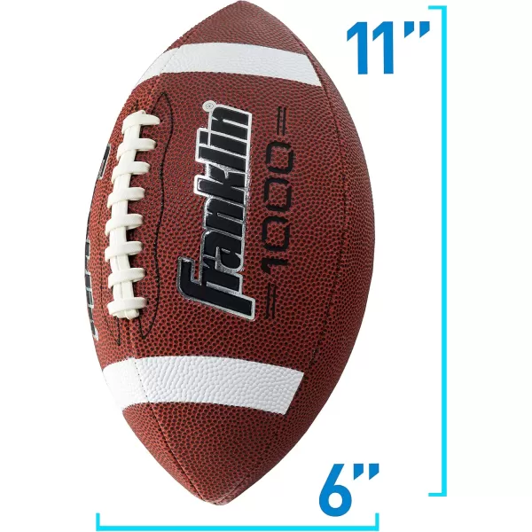 Franklin Sports Official Size Football  AllWeather 1000 Regulation Outdoor Football  Synthetic Leather Adult Size Football  Extra Grip Official Size Football  Brown  White