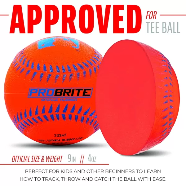Franklin Sports  Pro Brite  Neon Rubber Teeball  MLB  Youth Tball  Baseball  Softball  Indoor ampamp Outdoor Use3 pack