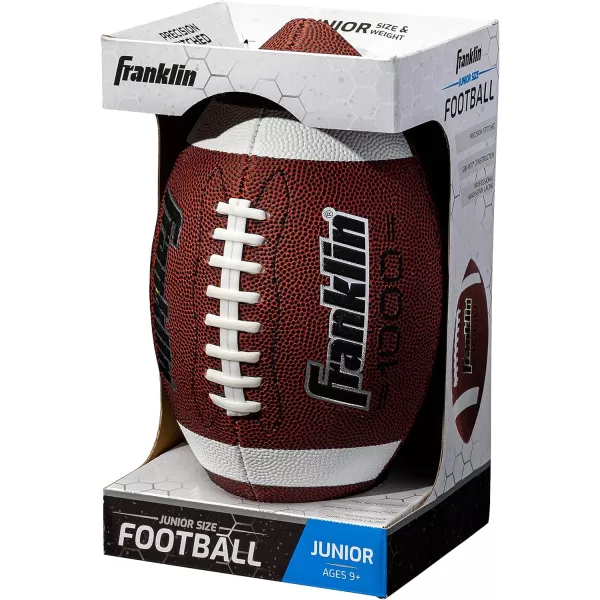 Franklin Sports Youth Footballs  Junior  Pee Wee Kids Footballs  AllWeather Synthetic Leather Outdoor Footballs  Extra Grip 1000 Footballs for Kids  1 Packs  12 Football Team PacksBrown