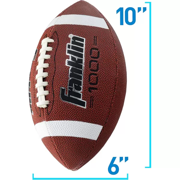 Franklin Sports Youth Footballs  Junior  Pee Wee Kids Footballs  AllWeather Synthetic Leather Outdoor Footballs  Extra Grip 1000 Footballs for Kids  1 Packs  12 Football Team PacksBrown