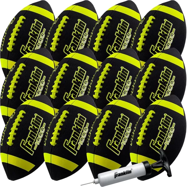 Franklin Sports Youth Footballs  Junior  Pee Wee Kids Footballs  AllWeather Synthetic Leather Outdoor Footballs  Extra Grip 1000 Footballs for Kids  1 Packs  12 Football Team PacksBlackOptic