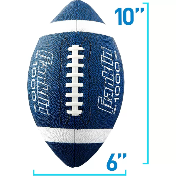 Franklin Sports Youth Footballs  Junior  Pee Wee Kids Footballs  AllWeather Synthetic Leather Outdoor Footballs  Extra Grip 1000 Footballs for Kids  1 Packs  12 Football Team PacksBlueWhite