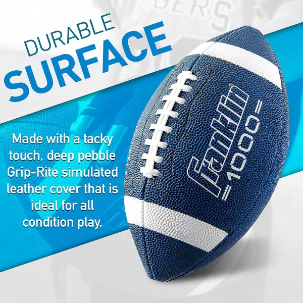 Franklin Sports Youth Footballs  Junior  Pee Wee Kids Footballs  AllWeather Synthetic Leather Outdoor Footballs  Extra Grip 1000 Footballs for Kids  1 Packs  12 Football Team PacksBlueWhite