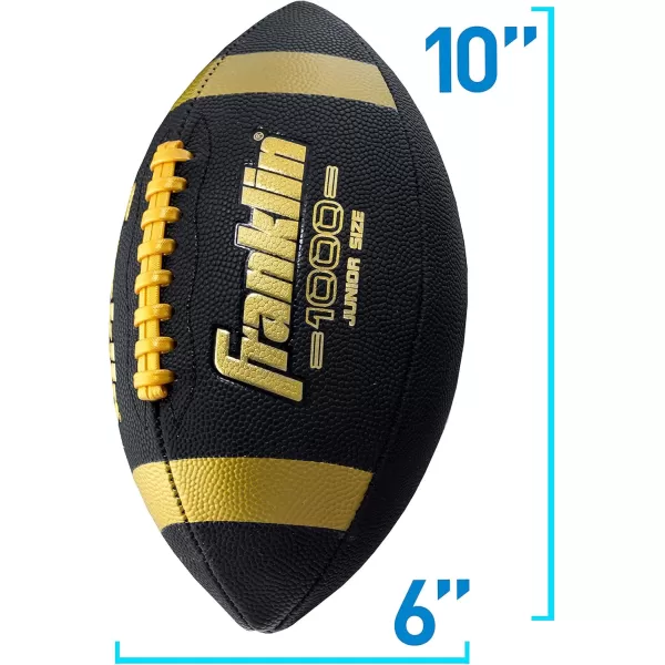 Franklin Sports Youth Footballs  Junior  Pee Wee Kids Footballs  AllWeather Synthetic Leather Outdoor Footballs  Extra Grip 1000 Footballs for Kids  1 Packs  12 Football Team PacksBlackGold