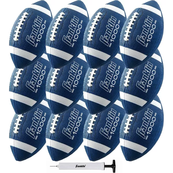 Franklin Sports Youth Footballs  Junior  Pee Wee Kids Footballs  AllWeather Synthetic Leather Outdoor Footballs  Extra Grip 1000 Footballs for Kids  1 Packs  12 Football Team PacksBlueWhite
