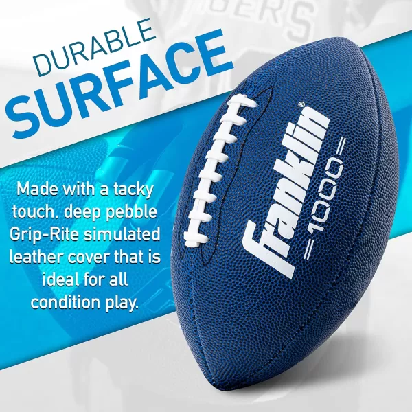 Franklin Sports Youth Footballs  Junior  Pee Wee Kids Footballs  AllWeather Synthetic Leather Outdoor Footballs  Extra Grip 1000 Footballs for Kids  1 Packs  12 Football Team PacksBlue