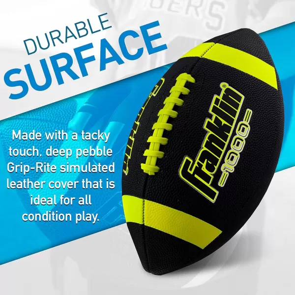 Franklin Sports Youth Footballs  Junior  Pee Wee Kids Footballs  AllWeather Synthetic Leather Outdoor Footballs  Extra Grip 1000 Footballs for Kids  1 Packs  12 Football Team PacksBlackOptic