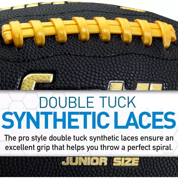 Franklin Sports Youth Footballs  Junior  Pee Wee Kids Footballs  AllWeather Synthetic Leather Outdoor Footballs  Extra Grip 1000 Footballs for Kids  1 Packs  12 Football Team PacksBlackGold
