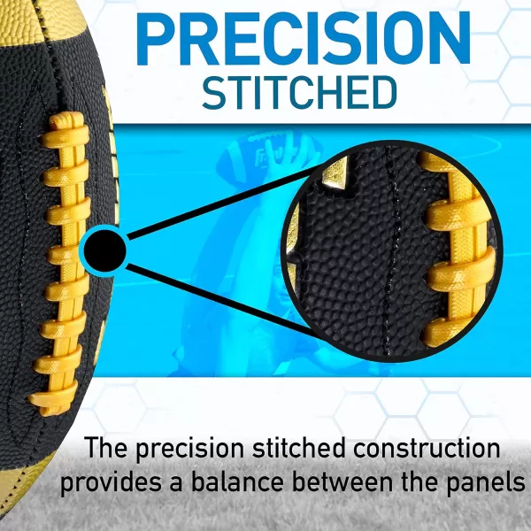 Franklin Sports Youth Footballs  Junior  Pee Wee Kids Footballs  AllWeather Synthetic Leather Outdoor Footballs  Extra Grip 1000 Footballs for Kids  1 Packs  12 Football Team PacksBlackGold