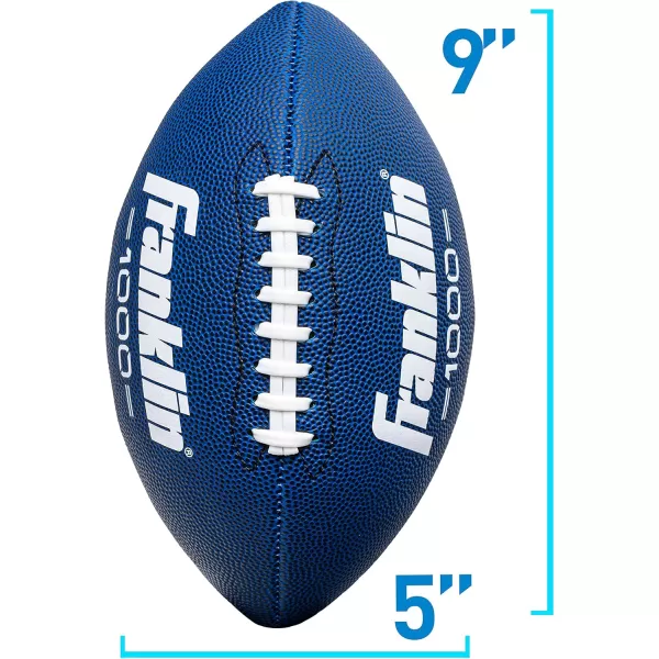 Franklin Sports Youth Footballs  Junior  Pee Wee Kids Footballs  AllWeather Synthetic Leather Outdoor Footballs  Extra Grip 1000 Footballs for Kids  1 Packs  12 Football Team PacksBlue