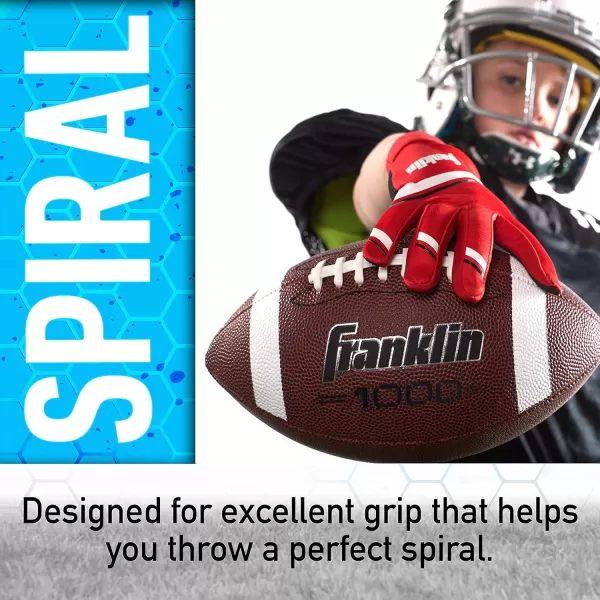 Franklin Sports Youth Footballs  Junior  Pee Wee Kids Footballs  AllWeather Synthetic Leather Outdoor Footballs  Extra Grip 1000 Footballs for Kids  1 Packs  12 Football Team PacksBrown