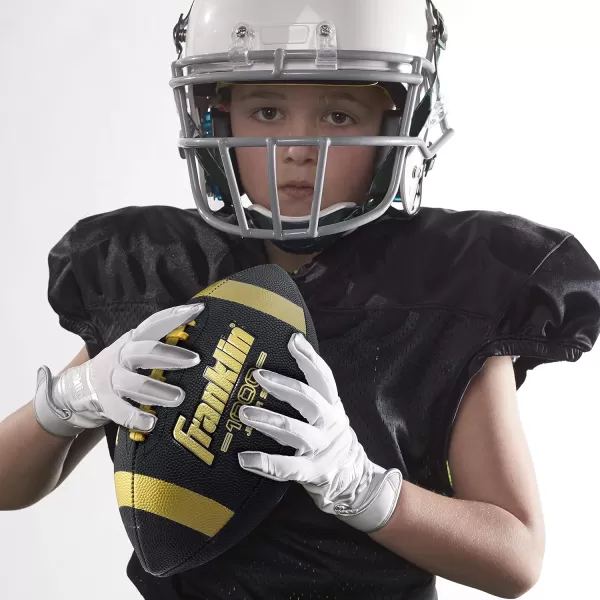 Franklin Sports Youth Footballs  Junior  Pee Wee Kids Footballs  AllWeather Synthetic Leather Outdoor Footballs  Extra Grip 1000 Footballs for Kids  1 Packs  12 Football Team PacksBlackGold
