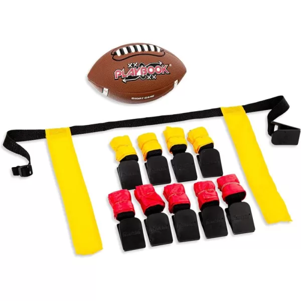Franklin Sports Flag and Ball Set  Flag Football Belts and Football for Kids  Full Youth Flag Football Set  Includes 2 Flag Sets of 5