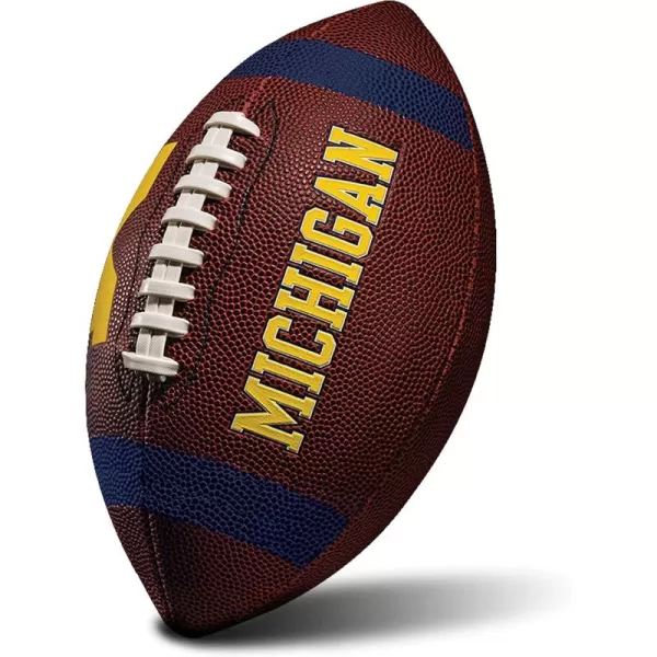 Franklin Sports Kids NCAA Youth Football  Official College Team Football with Team Logos  Junior Size FootballMichigan Wolverines
