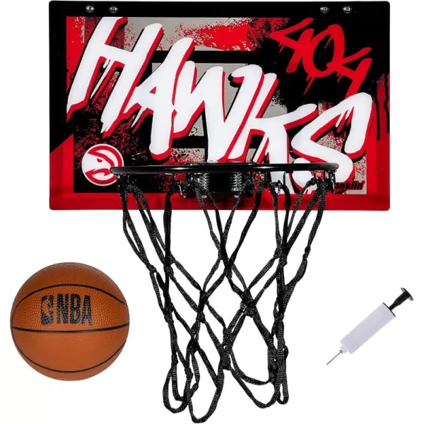 Franklin Sports NBA Team Over the Door Basketball Hoops  Kids Indoor Mini Basketball Hoop  Ball Set  NBA Fan Mini HoopsAtlanta Hawks