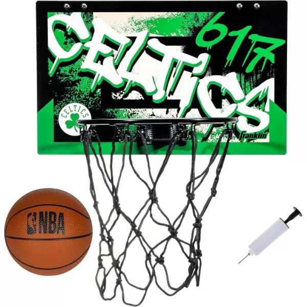 Franklin Sports NBA Team Over the Door Basketball Hoops  Kids Indoor Mini Basketball Hoop  Ball Set  NBA Fan Mini HoopsBoston Celtics