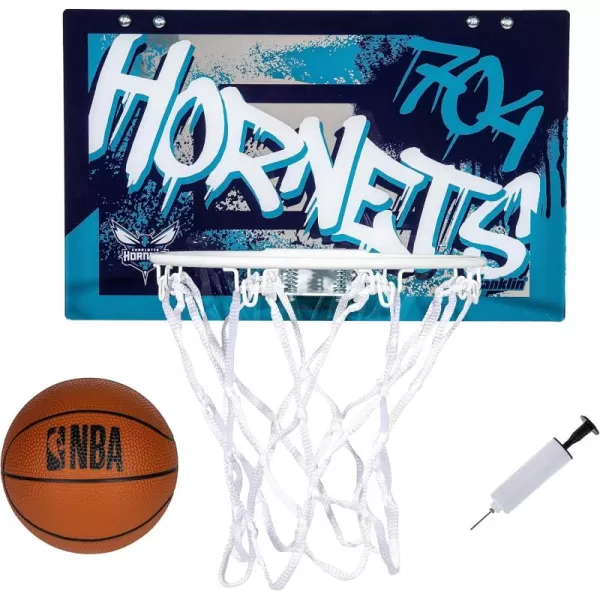 Franklin Sports NBA Team Over the Door Basketball Hoops  Kids Indoor Mini Basketball Hoop  Ball Set  NBA Fan Mini HoopsCharlotte Hornets