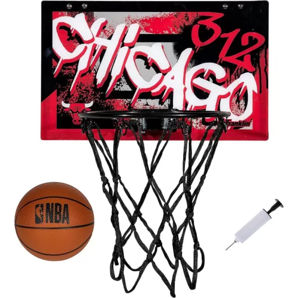 Franklin Sports NBA Team Over the Door Basketball Hoops  Kids Indoor Mini Basketball Hoop  Ball Set  NBA Fan Mini HoopsChicago Bulls