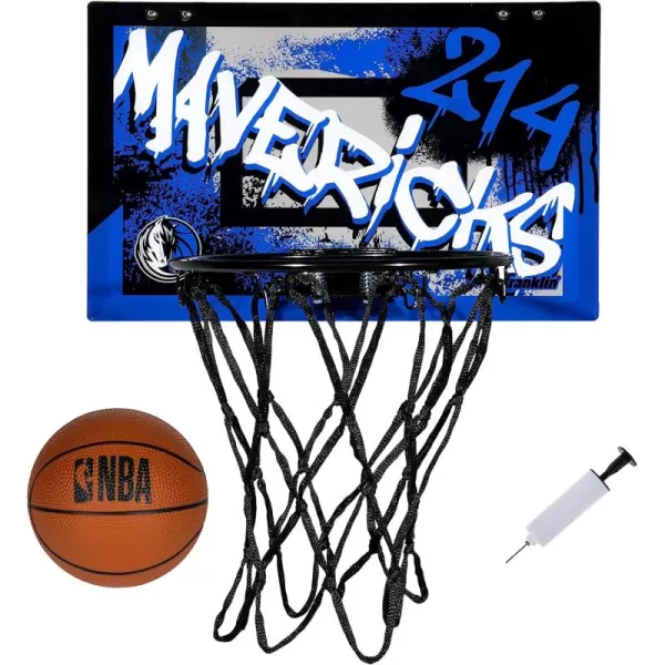 Franklin Sports NBA Team Over the Door Basketball Hoops  Kids Indoor Mini Basketball Hoop  Ball Set  NBA Fan Mini HoopsDallas Mavericks