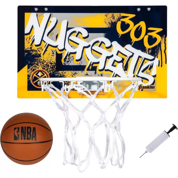 Franklin Sports NBA Team Over the Door Basketball Hoops  Kids Indoor Mini Basketball Hoop  Ball Set  NBA Fan Mini HoopsDenver Nuggets
