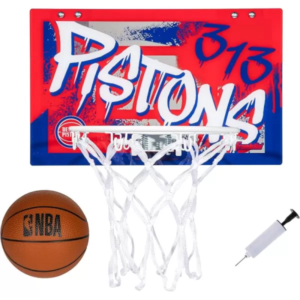 Franklin Sports NBA Team Over the Door Basketball Hoops  Kids Indoor Mini Basketball Hoop  Ball Set  NBA Fan Mini HoopsDetroit Pistons