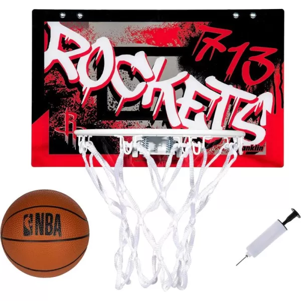 Franklin Sports NBA Team Over the Door Basketball Hoops  Kids Indoor Mini Basketball Hoop  Ball Set  NBA Fan Mini HoopsHouston Rockets