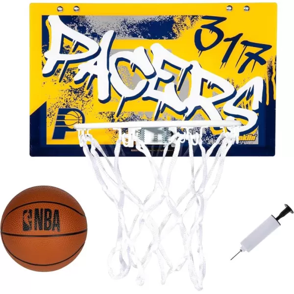 Franklin Sports NBA Team Over the Door Basketball Hoops  Kids Indoor Mini Basketball Hoop  Ball Set  NBA Fan Mini HoopsIndiana Pacers
