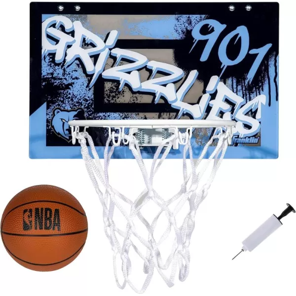 Franklin Sports NBA Team Over the Door Basketball Hoops  Kids Indoor Mini Basketball Hoop  Ball Set  NBA Fan Mini HoopsMemphis Grizzlies