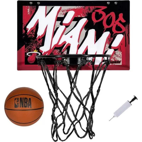 Franklin Sports NBA Team Over the Door Basketball Hoops  Kids Indoor Mini Basketball Hoop  Ball Set  NBA Fan Mini HoopsMiami Heat