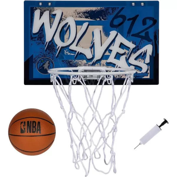 Franklin Sports NBA Team Over the Door Basketball Hoops  Kids Indoor Mini Basketball Hoop  Ball Set  NBA Fan Mini HoopsMinnesota Timberwolves