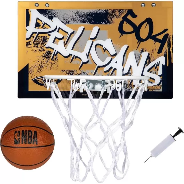 Franklin Sports NBA Team Over the Door Basketball Hoops  Kids Indoor Mini Basketball Hoop  Ball Set  NBA Fan Mini HoopsNew Orleans Pelicans
