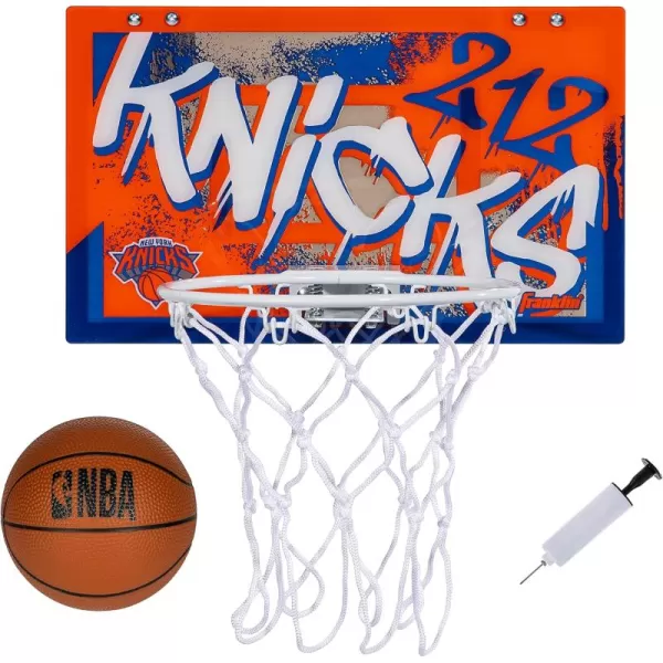 Franklin Sports NBA Team Over the Door Basketball Hoops  Kids Indoor Mini Basketball Hoop  Ball Set  NBA Fan Mini HoopsNew York Knicks