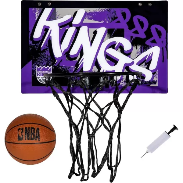 Franklin Sports NBA Team Over the Door Basketball Hoops  Kids Indoor Mini Basketball Hoop  Ball Set  NBA Fan Mini HoopsSacramento Kings