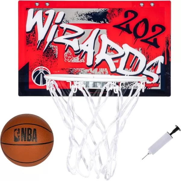 Franklin Sports NBA Team Over the Door Basketball Hoops  Kids Indoor Mini Basketball Hoop  Ball Set  NBA Fan Mini HoopsWashington Wizards
