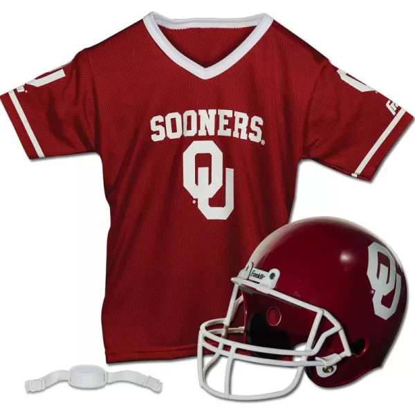 Franklin Sports NCAA Kids Football Helmet  Jersey Sets  College Uniform  Helmet Sets for Boys ampamp GirlsToy Kids Costume SetOklahoma Sooners