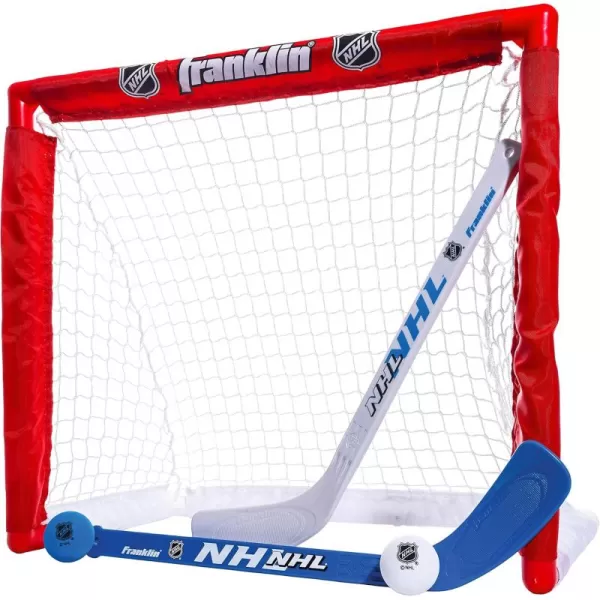 Franklin Sports NHL Kids Mini Hockey Set  Includes 1 Knee Hockey Goal  2 Mini Hockey Sticks  2 Foam Balls  Indoor Toy Mini Hockey Goal  Sticks SetRed