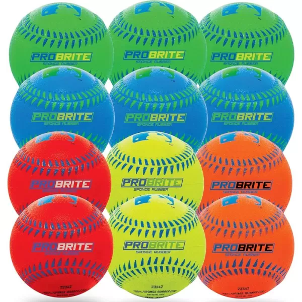 Franklin Sports  Pro Brite  Neon Rubber Teeball  MLB  Youth Tball  Baseball  Softball  Indoor ampamp Outdoor Use12 pack