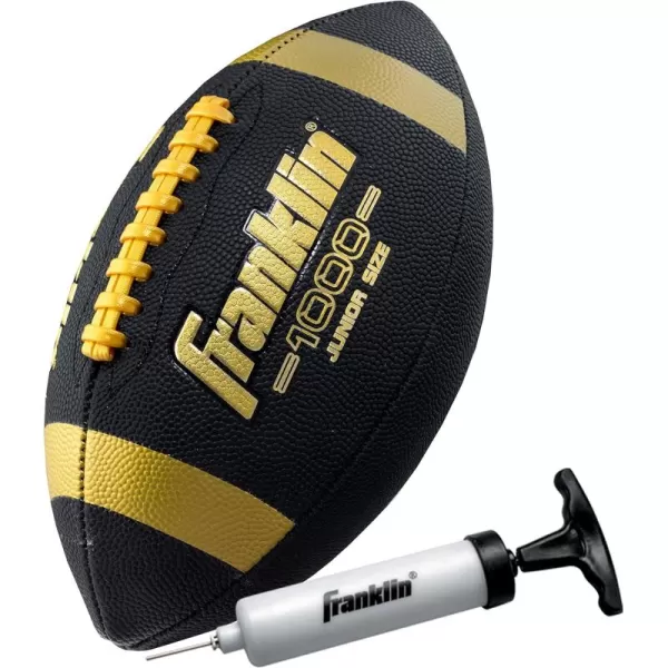 Franklin Sports Youth Footballs  Junior  Pee Wee Kids Footballs  AllWeather Synthetic Leather Outdoor Footballs  Extra Grip 1000 Footballs for Kids  1 Packs  12 Football Team PacksBlackGold