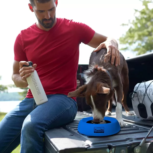 Franklin Pet Supply Travel Pet Silicon Bowl 27oz  No Spill  BPA Free  Splash Proof  for Water and Food  Travel Smart Design  Portable Car Design  for Larger DogsBlue27 oz