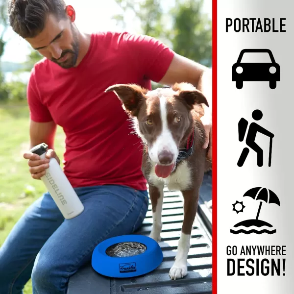 Franklin Pet Supply Travel Pet Silicon Bowl 27oz  No Spill  BPA Free  Splash Proof  for Water and Food  Travel Smart Design  Portable Car Design  for Larger DogsBlue27 oz