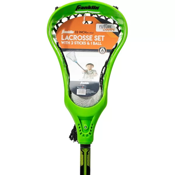 Franklin Sports 32quot Youth Mini Lacrosse Stick ampamp Ball Set Green