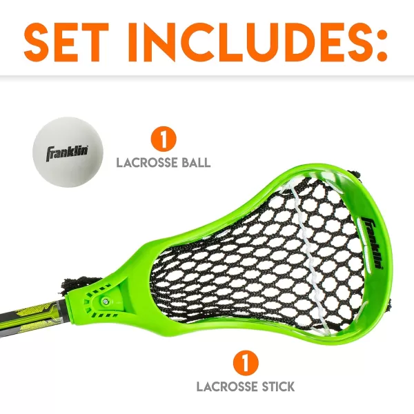 Franklin Sports 32quot Youth Mini Lacrosse Stick ampamp Ball Set Green