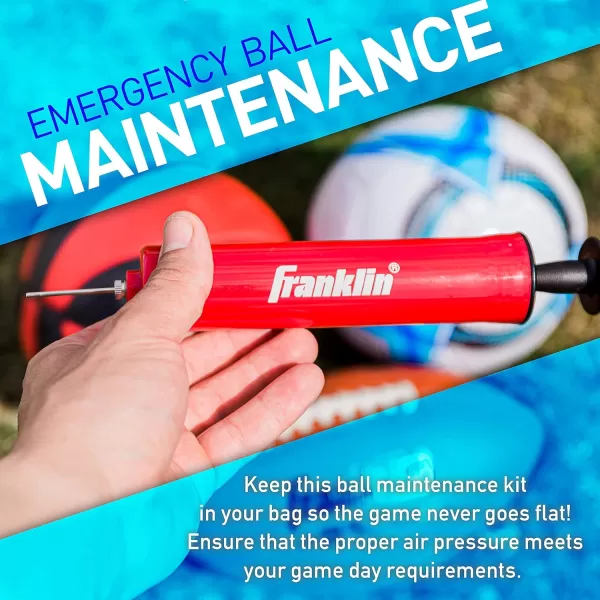Franklin Sports Ball Pump Kit 74quot  Perfect for Basketballs Soccer Balls and More  Complete Hand Pump Kit with Needles Flexible Hose Air Pressure Gauge and Carry Bag