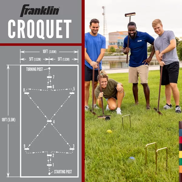 Franklin Sports Croquet Set  Intermediate Croquet Set with Mallets Balls  Wickets  Family Outdoor  Lawn Game with Stand  Adult  Kids Set  6 PlayersExpert