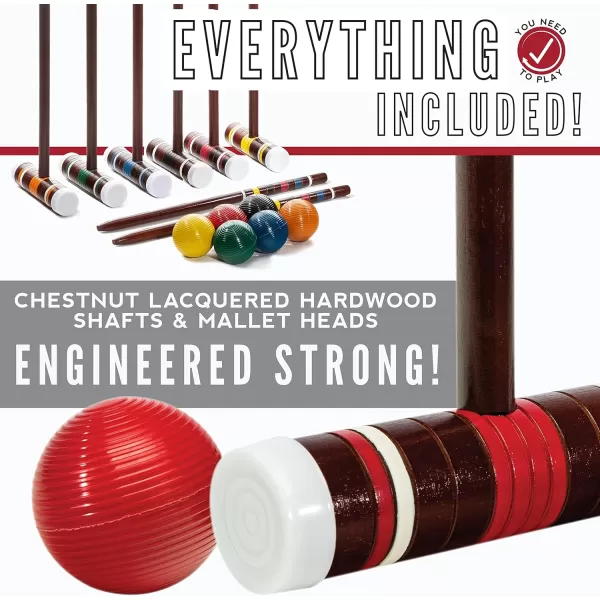 Franklin Sports Croquet Set  Intermediate Croquet Set with Mallets Balls  Wickets  Family Outdoor  Lawn Game with Stand  Adult  Kids Set  6 PlayersIntermediate