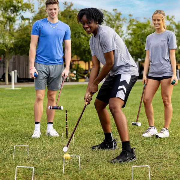 Franklin Sports Croquet Set  Intermediate Croquet Set with Mallets Balls  Wickets  Family Outdoor  Lawn Game with Stand  Adult  Kids Set  6 PlayersIntermediate