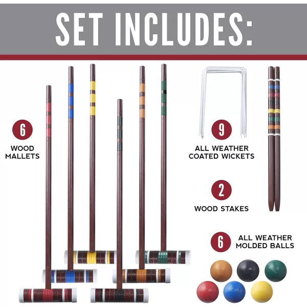 Franklin Sports Croquet Set  Intermediate Croquet Set with Mallets Balls  Wickets  Family Outdoor  Lawn Game with Stand  Adult  Kids Set  6 PlayersIntermediate
